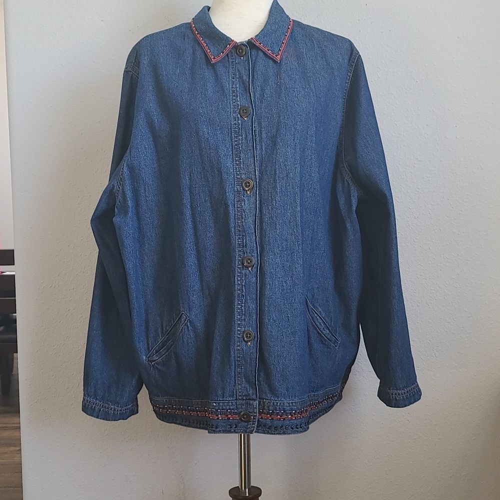PLUS SIZE SAG HARBOR WOMAN'S DENIM JACKET - Picture 1 of 13